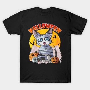 Cat Mummy Happy Halloween Witch T-Shirt
